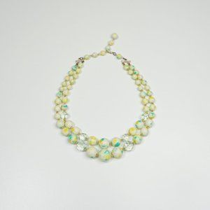 2/$30 - Vintage Turquoise and Yellow Double-Strand Beaded Necklace
